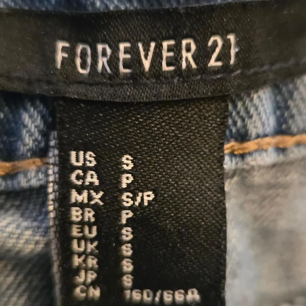 Forever 21 Embroidered Rainbow Pocket Denim Mini Skirt - Size Small Y2K retro